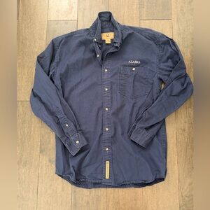 Gear For Sports Alaska Embroidered Button Up Shirt Navy Long Sleeve Size S
